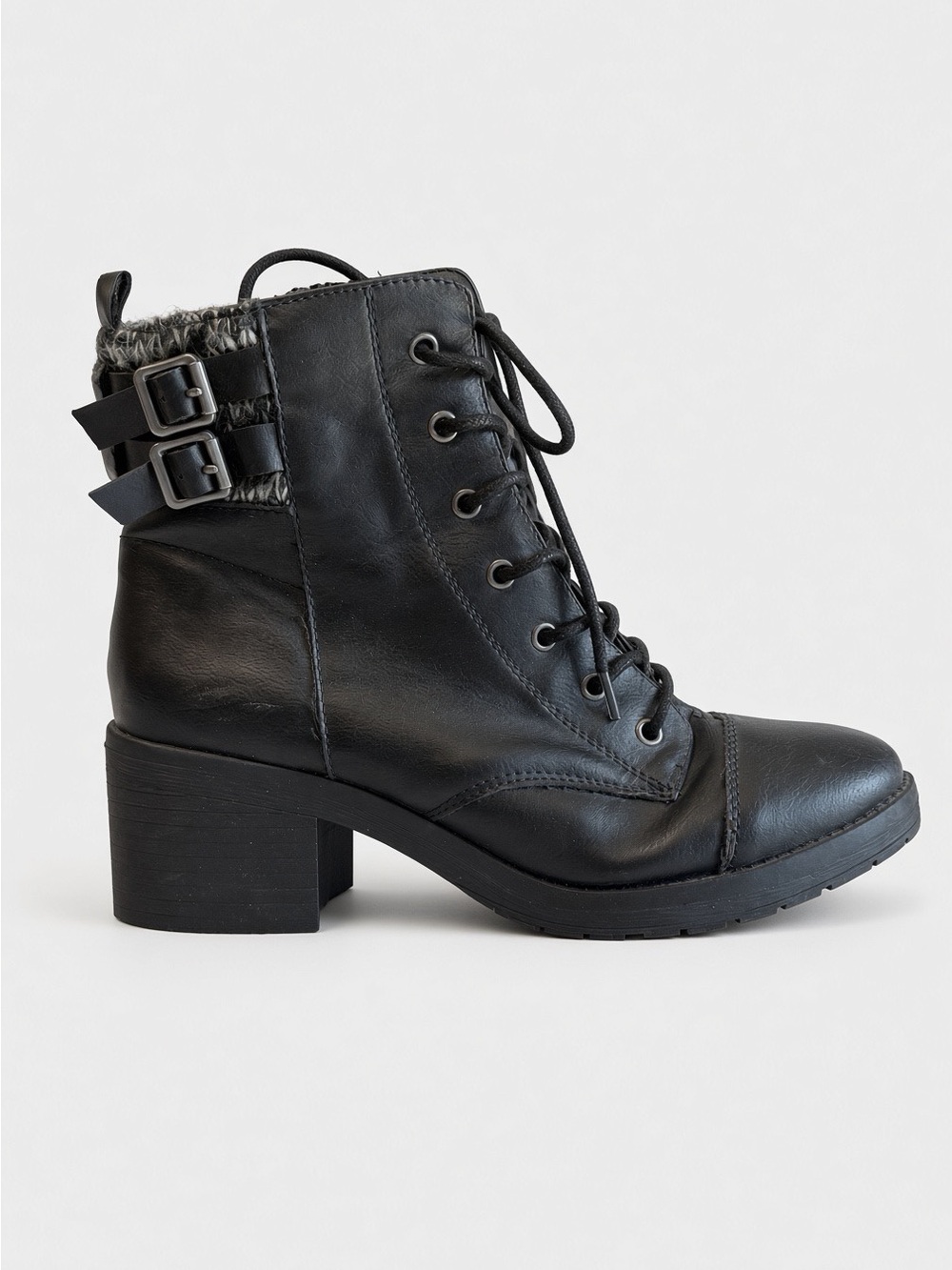 Rampage Black Lace Up Heeled Combat Boots Women’s 7.5